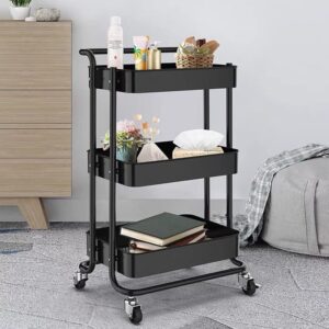 QUANJJ Kitchen Storage Rack Living Room Bathroom Office Rack Trolley Food Clothes Storage Box 3 Tiers (Color : D, Size : 86cm*42cm)