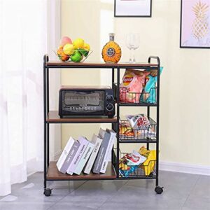 QUANJJ Rolling Cart with Wheels Shelf Metal Trolley Shelving Microwave Oven Shelf Utility Bathroom Mobile Storage Rack