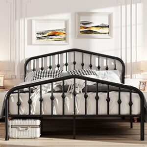 Allewie King Size Metal Platform Bed Frame with Chic Headboard and Footboard, Modern Design with Large Storage Space, No Box Spring Needed, Easy Assembly, Black