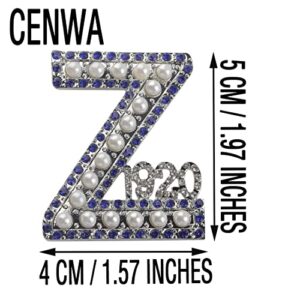 CENWA Zeta 1920 Sorority Gift Z 1920 Pearl & Zircon Brooch Pin Greek Sorority Jewelry Gift (zeta pin 1)