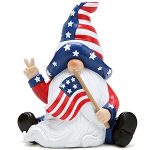 Hodao 4th of July Patriotic Gnomes Decorations Stars and Stripes Elf Gifts Handmade Scandinavian Figurines for Home Memorial Day Gnomes Decorations Independence Day Ornaments Decor(Blue)