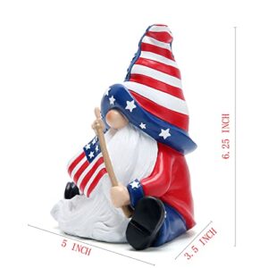 Hodao 4th of July Patriotic Gnomes Decorations Stars and Stripes Elf Gifts Handmade Scandinavian Figurines for Home Memorial Day Gnomes Decorations Independence Day Ornaments Decor(Blue)