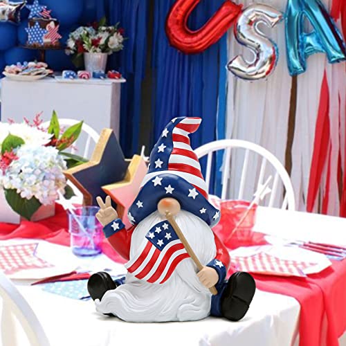 Hodao 4th of July Patriotic Gnomes Decorations Stars and Stripes Elf Gifts Handmade Scandinavian Figurines for Home Memorial Day Gnomes Decorations Independence Day Ornaments Decor(Blue)