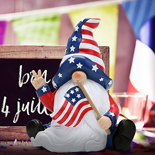 Hodao 4th of July Patriotic Gnomes Decorations Stars and Stripes Elf Gifts Handmade Scandinavian Figurines for Home Memorial Day Gnomes Decorations Independence Day Ornaments Decor(Blue)