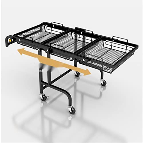 QUANJJ Trolley Stall Parallel Folding Portable Shelf Floor Kitchen Multifunction Storage Rack Kitchen Organizer Metal Stand