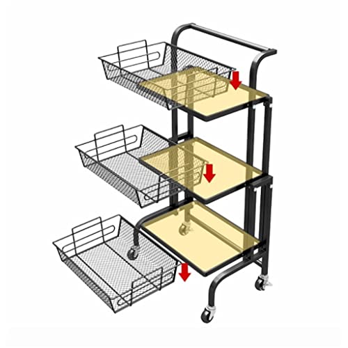 QUANJJ Trolley Stall Parallel Folding Portable Shelf Floor Kitchen Multifunction Storage Rack Kitchen Organizer Metal Stand