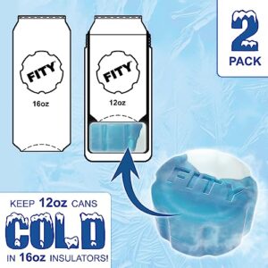 FITY FREEZE (2 Pack) - A Freezable 12oz can Adapter for 16oz Can Coolers Tall Koozie Beer Soda Drink Cooler Cozy Insulator Spacer Extension, Compatible with YETI MiiR CamelBak BruMate (Blue)