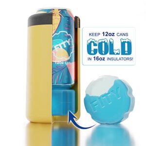 FITY FREEZE (2 Pack) - A Freezable 12oz can Adapter for 16oz Can Coolers Tall Koozie Beer Soda Drink Cooler Cozy Insulator Spacer Extension, Compatible with YETI MiiR CamelBak BruMate (Blue)