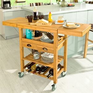 quanjj extendable kitchen trolley cart with 2 folding hinged side boards removable tray