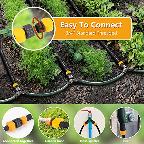 JAZIPO Premium Soaker Hose 100ft (50ft x 2Pack), Efficient Garden Drip Hoses Irrigation, Heavy Duty Watering Hose Save Water For Garden Bed, Leakproof Double Layer Flexible Trickle Hose with Holes