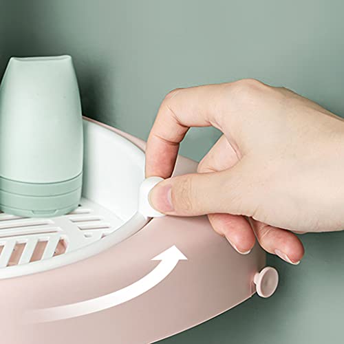 Wall-Mount Bathroom Rotating Shelf Corner Shower Rack Hooks Adhesive Organizer Adhesive Punch-Free Organizer