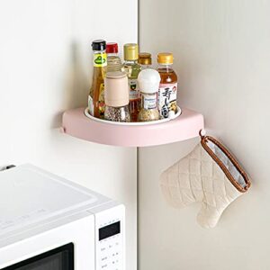 Wall-Mount Bathroom Rotating Shelf Corner Shower Rack Hooks Adhesive Organizer Adhesive Punch-Free Organizer