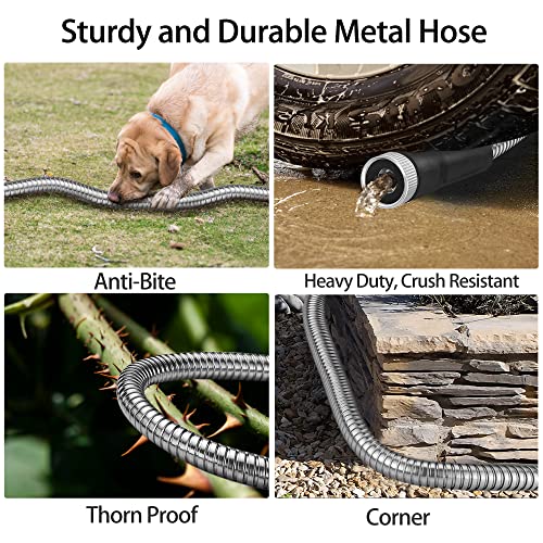 200 ft Garden Hose -Metal Water hose with Nozzle &10 Function Sprayer,Flexible, Heavy Duty,No Kink& Tangle, Lightweight, 304 Stainless Steel Car Washing Hoses Pipe for Outdoor,Yard