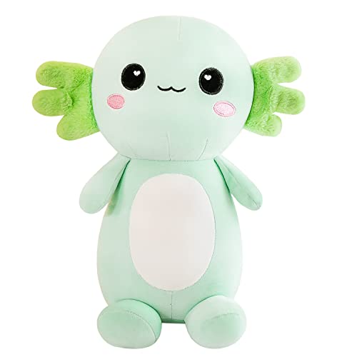 CNAANA Cute Axolotl Stuffed Animal Salamander Plush, Soft Axolotl Plush Toy for Boys Girls Gifts for Gifts (Green, 9.8in/25cm)