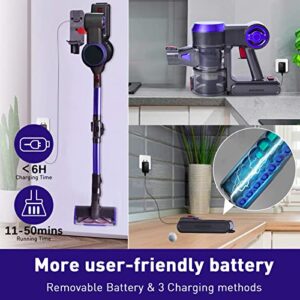 Nicebay Cordless Vacuum Cleaner, 25kPa Suction 280W Brushless Motor Cordless Stick Vacuum, Digital Touchscreen Up to 50min Runtime, 4 in 1 Lightweight Vacuum for Home Pet Hair Carpet Hard Floor