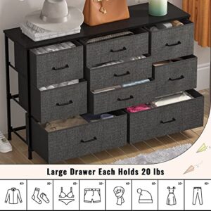 Furnulem Wide Dresser with 9 Large Drawers for 55'' Long TV Stand and 2 Nightstands with 3 Drawers, Small Dresser with Storage Shelf
