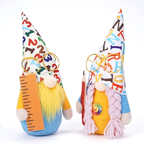 WOKEISE Teacher Appreciation Gifts Gnomes,Back to School Decorations Gnomes Graduation Plush Gift,Handmade Swedish Gnome for Office Desk Home Table Decor,Set of 2