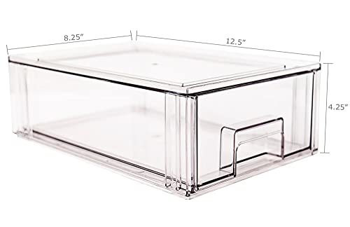 Oba Method Durable Clear 8.25 x 12.5 x 4.25 Acrylic Small Stackable Storage Container Drawer