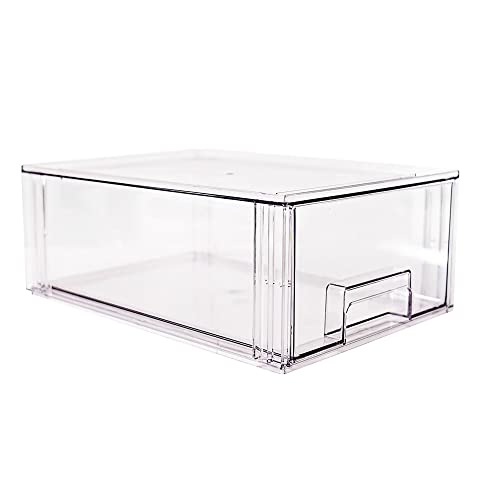 Oba Method Durable Clear 10 x 13.75 x 5.5 Acrylic Large Stackable Storage Container Drawer