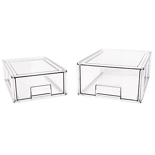 Oba Method Durable Clear 10 x 13.75 x 5.5 Acrylic Large Stackable Storage Container Drawer