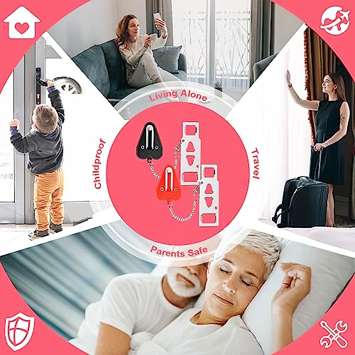 Portable Door Lock,Hotel Door Locks for Travelers,Door Lock Security,Door Lock Latch for Additional Privacy and Safety,Travel Lockdown Locks for Traveling, Hotel, Home, Apartment, School (2 Pack)