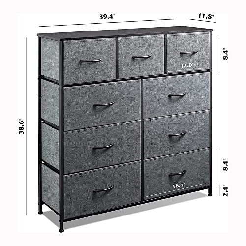 WXYNHHD 9-Drawer Dresser Fabric Storage Tower for Bedroom Nursery Entryway Closets Tall Chest Organizer Unit with Steel Frame