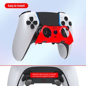 Faceplate for PS5 Dualsense Edge Controller Accessories Skin, Playstation 5 Pro Controller Face Plate Front Cover (Red)