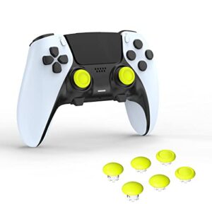 6 stick caps for ps5 dualsense edge controller, playstation 5 pro controller accessories stick module caps (yellow)