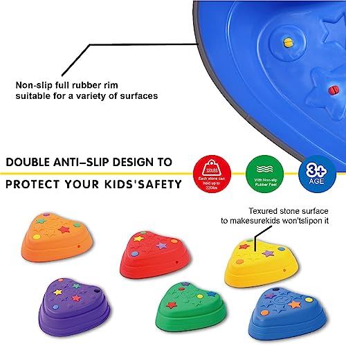 Fanboxk 6Pcs Heart-Shaped Balance Stepping Stones for Kids,Obstacle Courses Coordination Game Sensory Toys for Toddlers,Indoor or Outdoor Play Equipment Toys Toddler Ages 3 4 5 6 7 8+