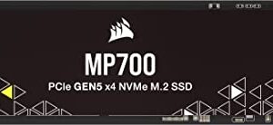 Corsair MP700 1TB PCIe Gen5 x4 NVMe 2.0 M.2 SSD – High-Density TLC NAND – Aluminum Heatsink – M.2 2280 – DirectStorage Compatible – Up to 10,000MB/sec – PCIe Gen4 & Gen3 Backwards Compatible – Black