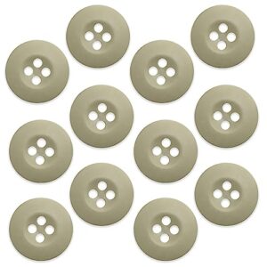 12 pcs khaki sewing buttons 0.75 inch army military buttons 30l buttons for craft 4 hole polished matte finish buttons 19mm plastic buttons for pants jacket uniforms bags accessories