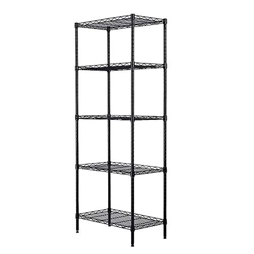 5-Shelf Highly Durable Shelving Storage Metal Organizer Wire Rack with Adjustable Shelves for Kitchen Closet Living Room No Tools Required for Assembly with a Weight Capacity of 550 lbs