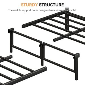 IDEALHOUSE Full Bed Frame with Headboard, Platform Bed Frame with Safe Rounded Corners & Strong Metal Slats Support, Mattress Foundation/Noise-Free/No Box Spring Needed