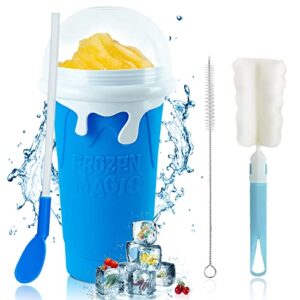slushy cup maker,large slushie maker cup 500ml,double layers silicone slushie cup maker squeeze cup,quick frozen magic slushy maker cup,diy slush cup,cool stuff gifts for kids and family - azure blue