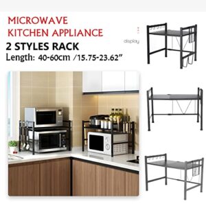 Microwave Kitchen Storage Rack - Telescopic Shelf for Simple Double-Layer Space-Saving Storage - Microwave and Stove Top Rack with Adjustable Design - Toaster Shelf Stand Kitchen Countertop Organizer