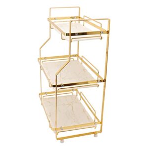 bathroom standing rack, easy to bathroom storage shelf stable white and gold wall mounted for bedroom(3 tier)