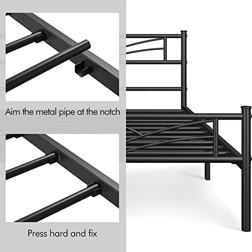 Yaheetech Full Size Bed Frame Metal Platform Bed Mattress Foundation with Cloud-Inspired Design Headboard/Footboard/Ample Under Bed Storage/No Box Spring Needed/Full Size Black