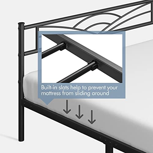 Yaheetech Full Size Bed Frame Metal Platform Bed Mattress Foundation with Cloud-Inspired Design Headboard/Footboard/Ample Under Bed Storage/No Box Spring Needed/Full Size Black