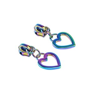 HEVSTIL 10-Pack #5 Rainbow Zipper,Heart Shape Zipper Replacement Zipper Pull Rainbow Teeth Nylon Zippers for Sewing Crafts 5 Yards Garment Accessories