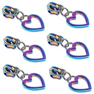 HEVSTIL 10-Pack #5 Rainbow Zipper,Heart Shape Zipper Replacement Zipper Pull Rainbow Teeth Nylon Zippers for Sewing Crafts 5 Yards Garment Accessories