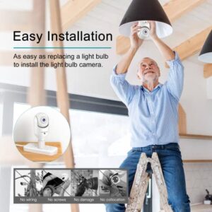 360 Light Bulb Security Camera Outdoor Weatherproof, 2K 4MP 2.4GHz Wireless WiFi Light Socket Security Cam Motion Detection Tracking Color Night Vision 2 Way Talk Easy Install Works with Alexa Google