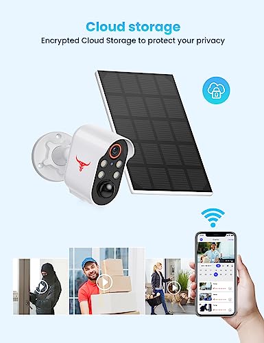 Aiwit Wireless Security Cameras, Solar Outdoor Camera with Lights, HD Night Vision, AI Smart Human Detection, Two-Way Talk, IP65 Waterproof, Real-Time Alerts, Cloud Storage, 2.4G WiFi