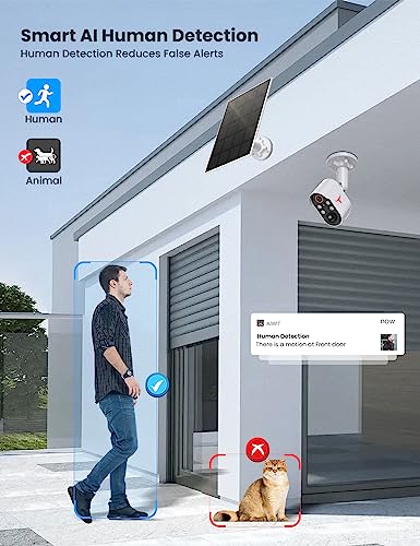 Aiwit Wireless Security Cameras, Solar Outdoor Camera with Lights, HD Night Vision, AI Smart Human Detection, Two-Way Talk, IP65 Waterproof, Real-Time Alerts, Cloud Storage, 2.4G WiFi