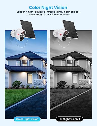 Aiwit Wireless Security Cameras, Solar Outdoor Camera with Lights, HD Night Vision, AI Smart Human Detection, Two-Way Talk, IP65 Waterproof, Real-Time Alerts, Cloud Storage, 2.4G WiFi