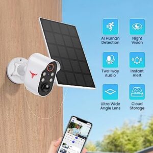 Aiwit Wireless Security Cameras, Solar Outdoor Camera with Lights, HD Night Vision, AI Smart Human Detection, Two-Way Talk, IP65 Waterproof, Real-Time Alerts, Cloud Storage, 2.4G WiFi