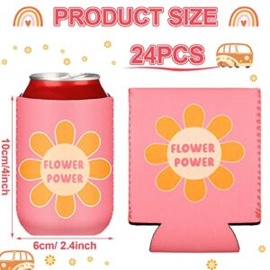 Zhehao 24 Pcs Retro Bachelorette Can Cooler Sleeves Neoprene Can Sleeves Insulated Beverage Sleeves Party Favor for Bridal Shower Groovy Party Decorations Party Supplies, 12 Styles