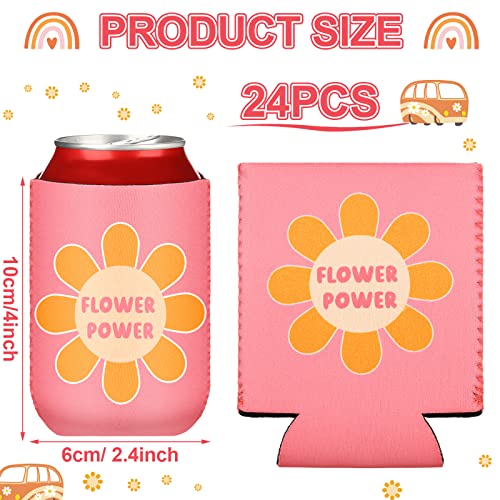 Zhehao 24 Pcs Retro Bachelorette Can Cooler Sleeves Neoprene Can Sleeves Insulated Beverage Sleeves Party Favor for Bridal Shower Groovy Party Decorations Party Supplies, 12 Styles