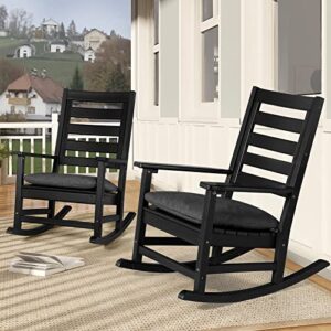 Patio Rocking Chair Outdoor, All Weather Resistant Comfort Rocker Chair, Poly Lumber Porch Rocker, 350Lbs Support Rocking Chairs for Indoor and Outdoor, Garden Lawn Yard Porch Fire Pit, Rocking Chair