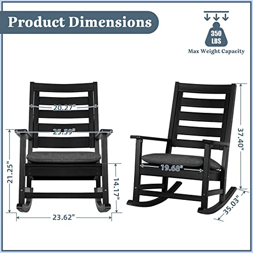 Patio Rocking Chair Outdoor, All Weather Resistant Comfort Rocker Chair, Poly Lumber Porch Rocker, 350Lbs Support Rocking Chairs for Indoor and Outdoor, Garden Lawn Yard Porch Fire Pit, Rocking Chair