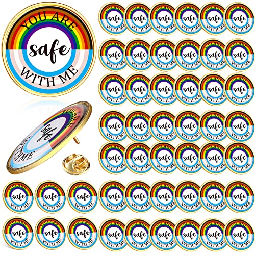 You are Safe with Me Enamel Pins Rainbow Lapel Pins Pride Pins LGBTQ Supports Badge Pin Cute Brooch Pin for Nurse Doctor Student Collar Clothing Backpack Bag Hat Decoration (200 Pcs)